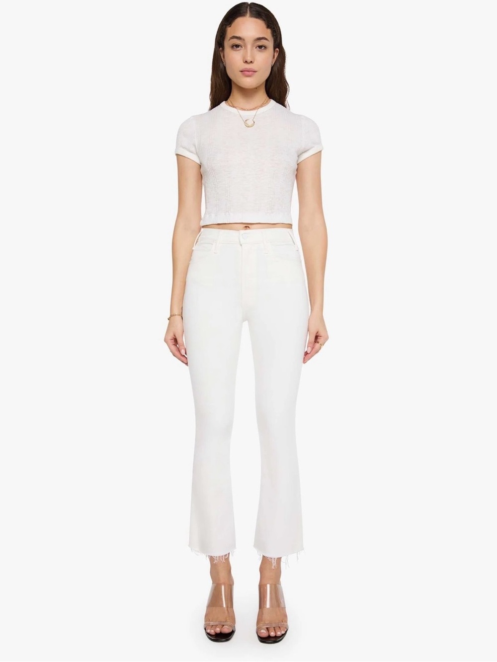 MOTHER The Hustler Ankle Fray Wash: Fairest Of Them All White Size 26 $228